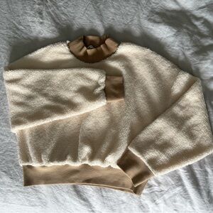 Fabletics Malia Cropped Crew Neck Sherpa Pullover Top